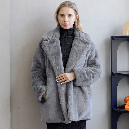 Veste d'hiver en fausse fourrure chaude et élégante