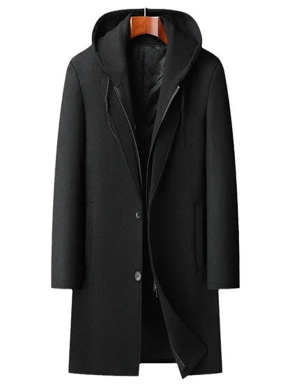 Manteau d'hiver pour hommes, manteau à capuche amovible