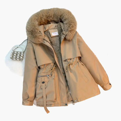 Doudoune Femme Chaude Capuche Fausse Fourrure