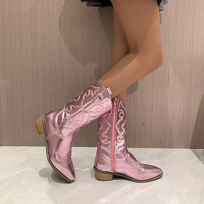Bottes brillantes de style western pour femme