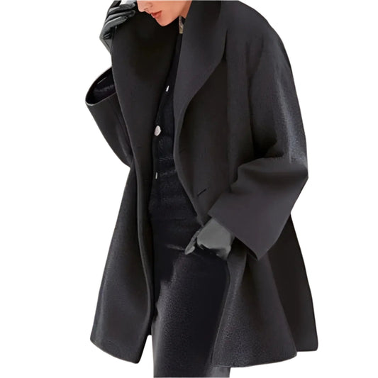 Eleganter Wintermantel Lang Damen Mantel Knopfverschluss - IdealeKleiden