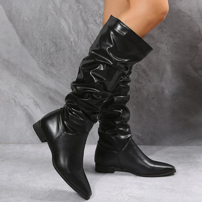 Bottes mi-mollet en similicuir style punk rock