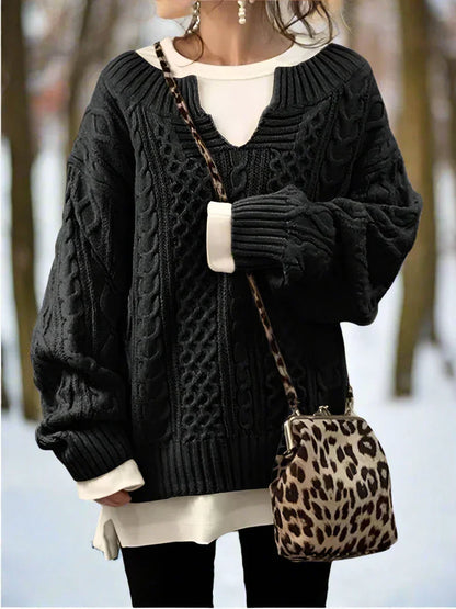 Pull tricoté oversize Doux et chaud Coupe confortable