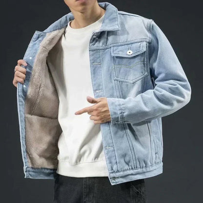 Warme Jeansjacke mit Wollfutter Inside - IdealeKleiden