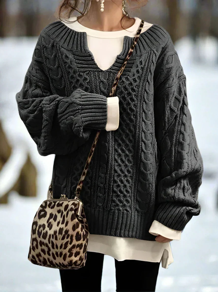 Pull tricoté oversize Doux et chaud Coupe confortable