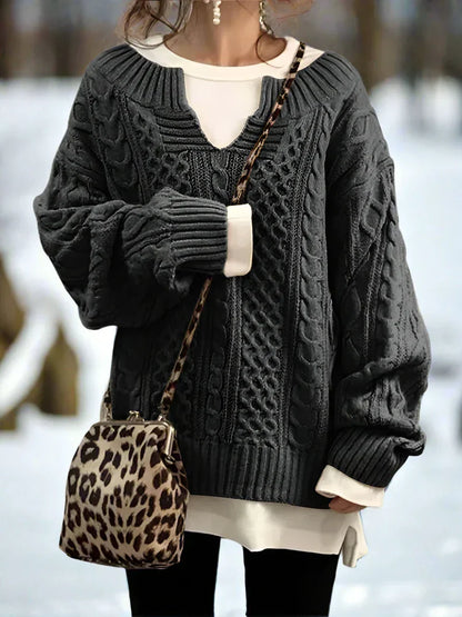 Pull tricoté oversize Doux et chaud Coupe confortable
