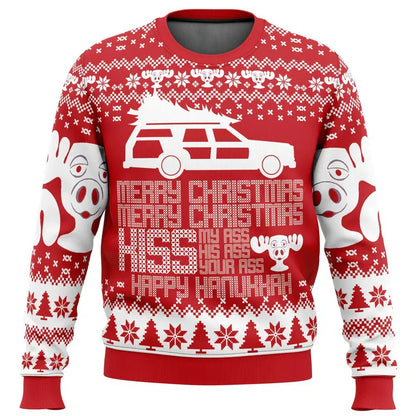 Pull de Noël homme motif ski drôle
