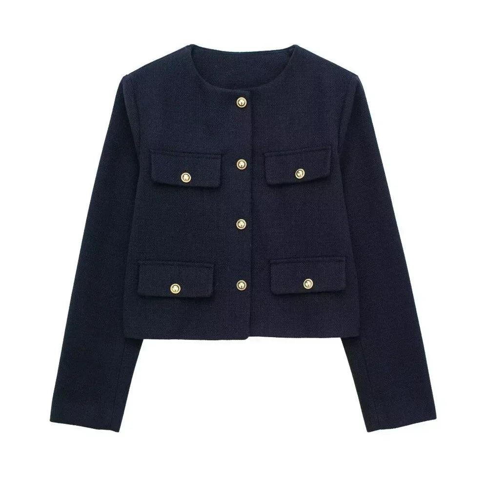 Élégante veste courte en laine pour femme
