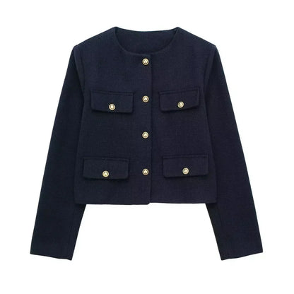 Élégante veste courte en laine pour femme