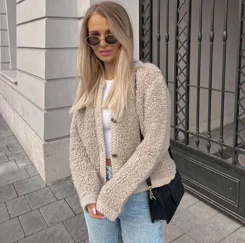 Stylischer Plüschmantel Damen Elegant - IdealeKleiden