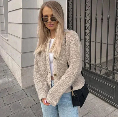 Stylischer Plüschmantel Damen Elegant - IdealeKleiden