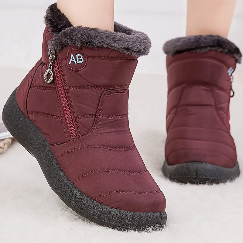 Bottes de neige chaudes Hauteur cheville Imperméables Doublure en peluche