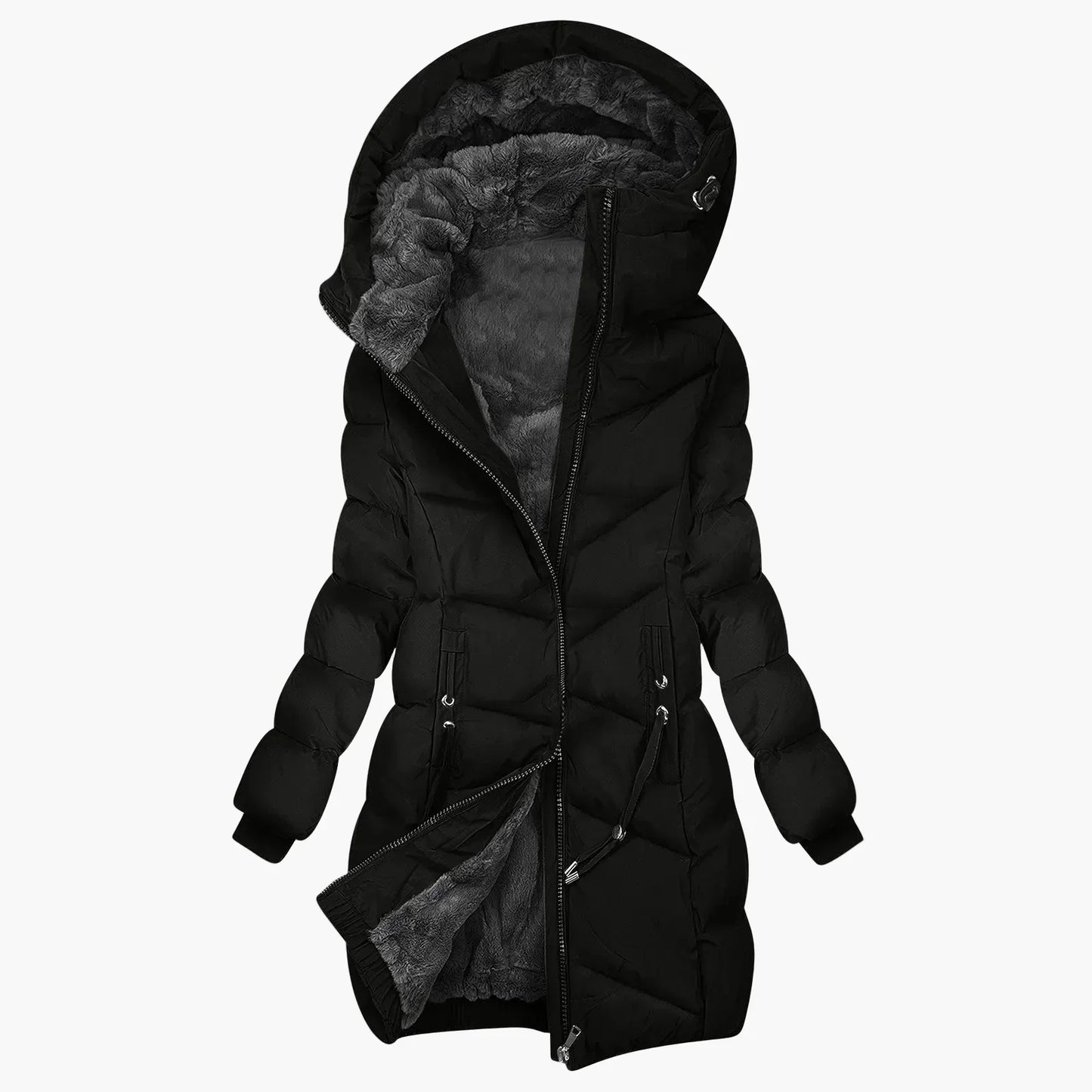 Manteau d'hiver long matelassé à capuche chaud pour femme
