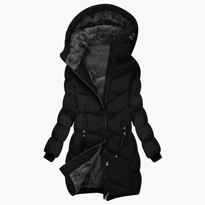 Manteau d'hiver long matelassé à capuche chaud pour femme