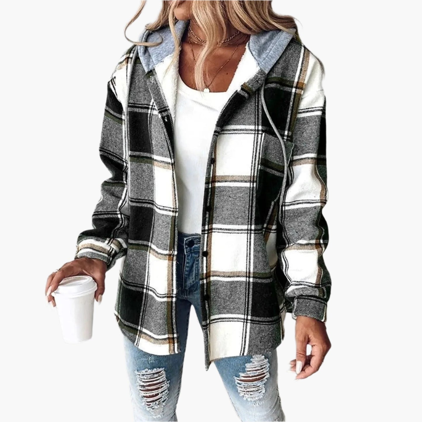 Veste d'hiver à carreaux Capuche Style automne