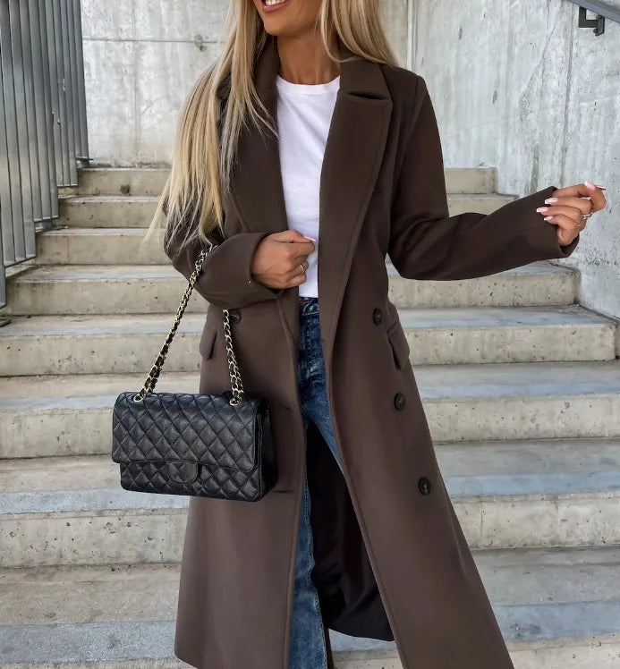 Eleganter Damen Wintermantel mit Gürtel - IdealeKleiden