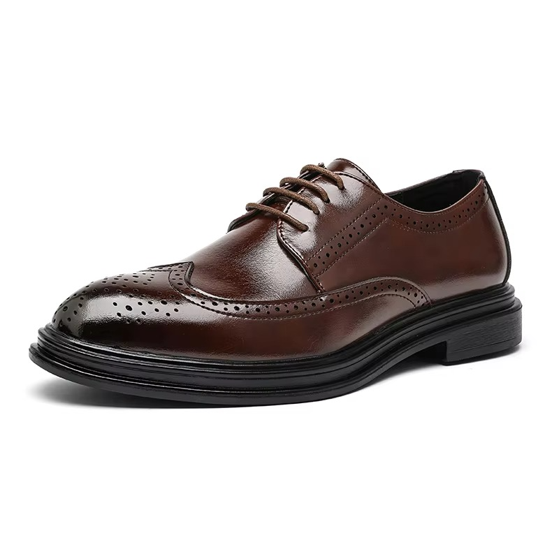 Elegante Herren Schuhe Flügelspitze Business - IdealeKleiden
