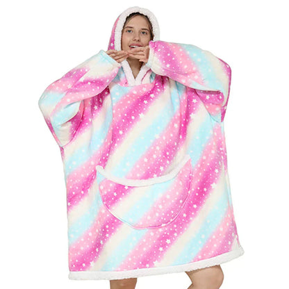 Couverture polaire oversize à capuche et poches
