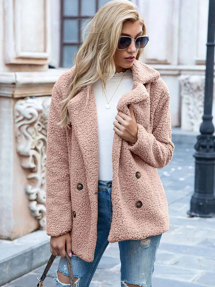 Veste douce femme Manteau Teddy Hiver