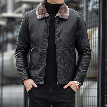 Blouson en cuir élégant pour homme classique