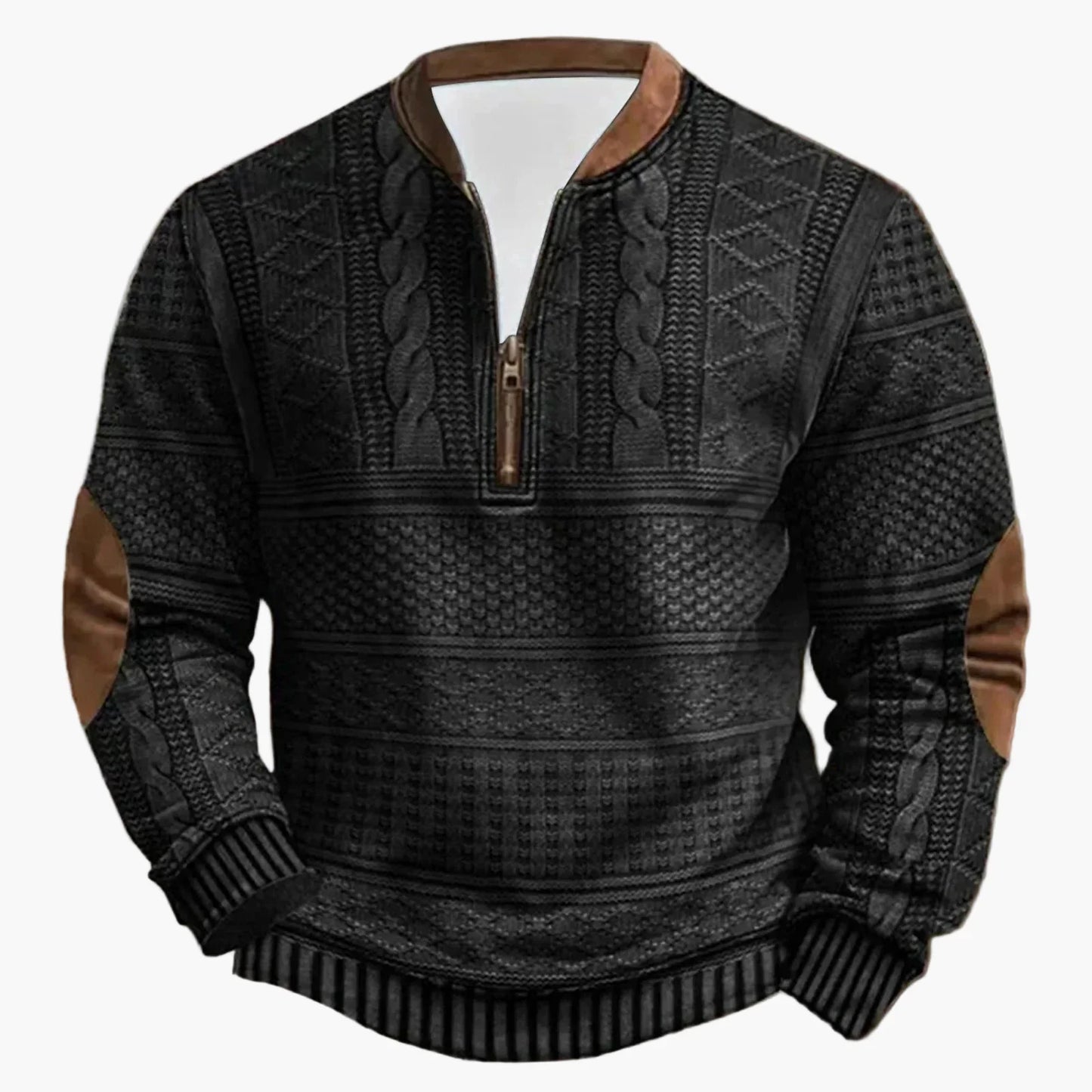 Pull d'extérieur confortable col montant zippé