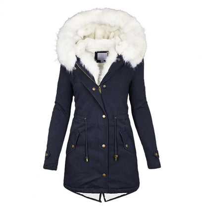 Parka d'hiver long matelassé avec capuche en fausse fourrure