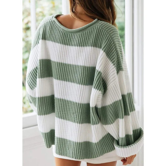 Großer Strickpullover Oversized Streifen Design - IdealeKleiden