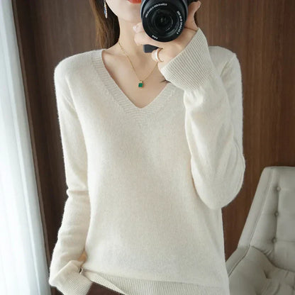 Pull col V confortable pour femme