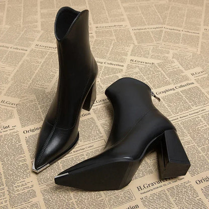 Élégantes bottines en cuir pour femme