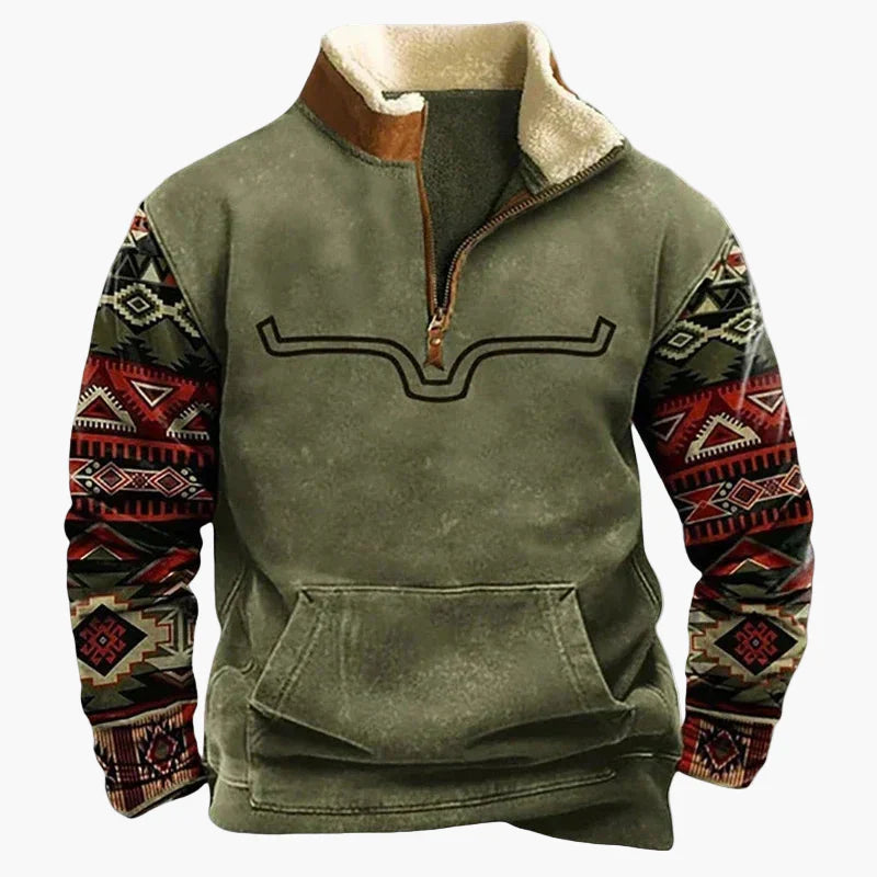Pull élégant look western motif ethnique outdoor