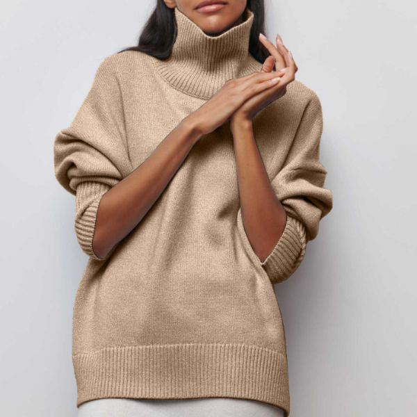 Pull à col roulé oversize doux pour femme