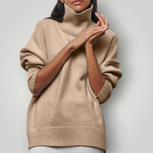 Pull col roulé oversize femme - Pull d'hiver doux et chaud