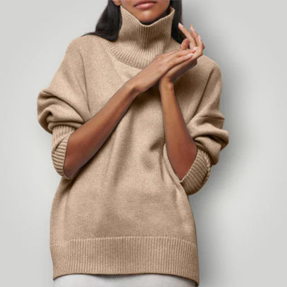 Pull col roulé oversize femme - Pull d'hiver doux et chaud