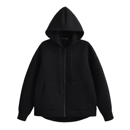 Damen Kapuzenjacke Reißverschluss Locker Fit - IdealeKleiden