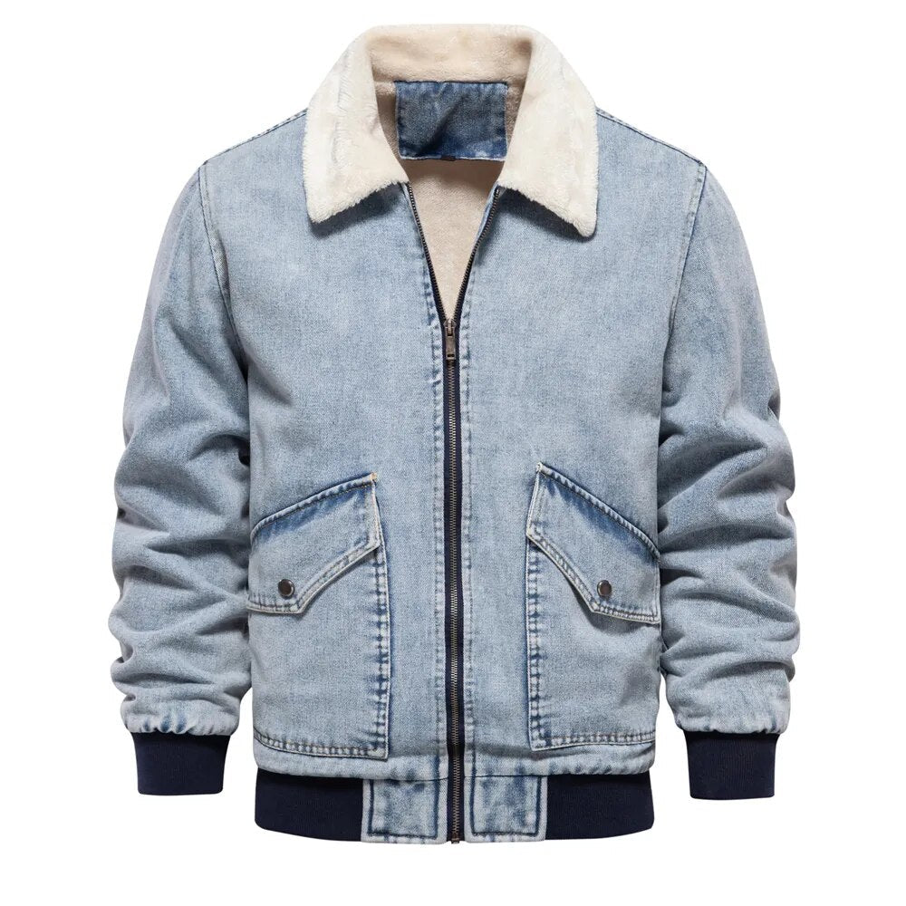 Blouson en jean chaud doublé pour hommes
