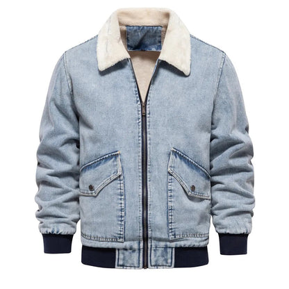 Blouson en jean chaud doublé pour hommes