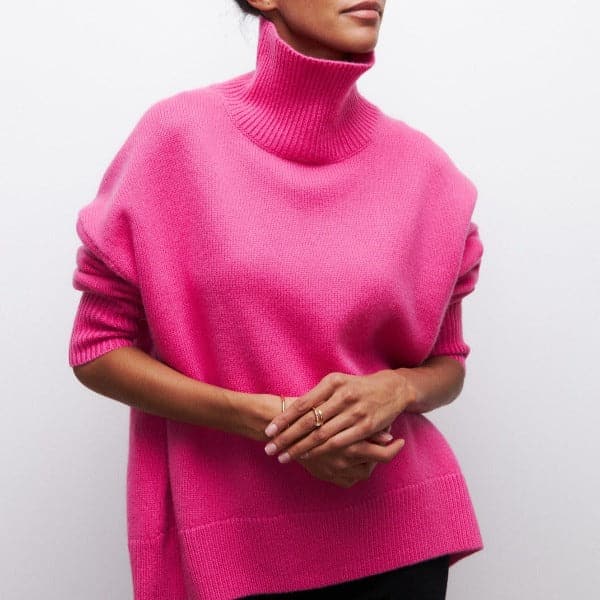Pull à col roulé oversize doux pour femme