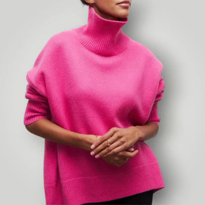 Pull col roulé oversize femme - Pull d'hiver doux et chaud