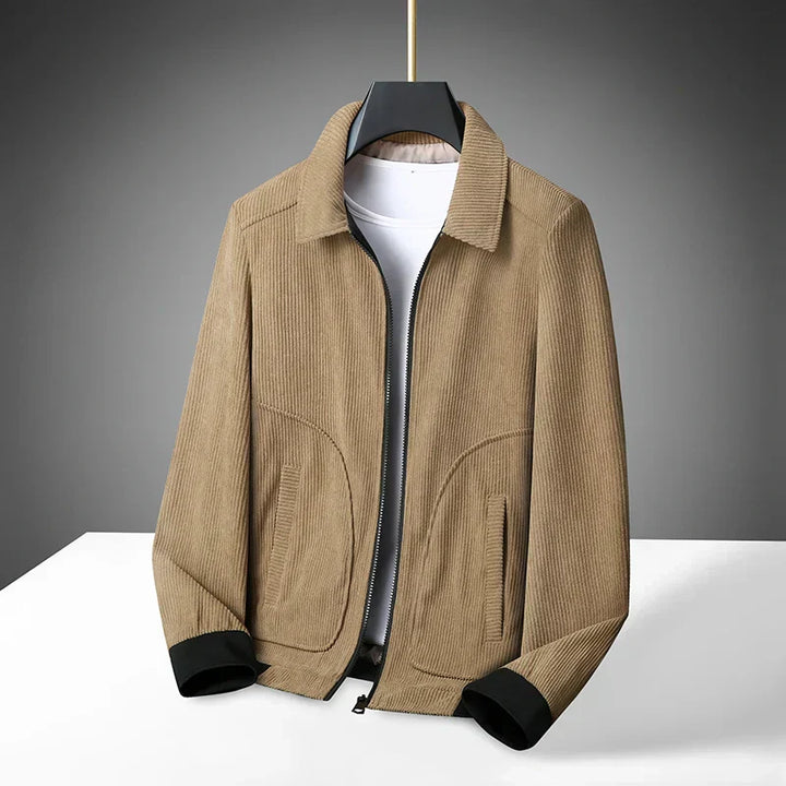 Blouson homme en velours côtelé avec fermeture éclair, style moderne