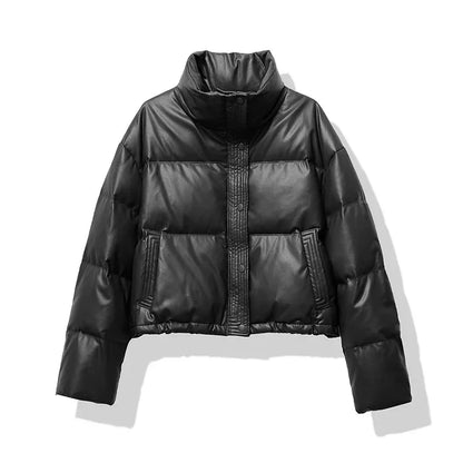 Doudoune courte brillante pour femme
