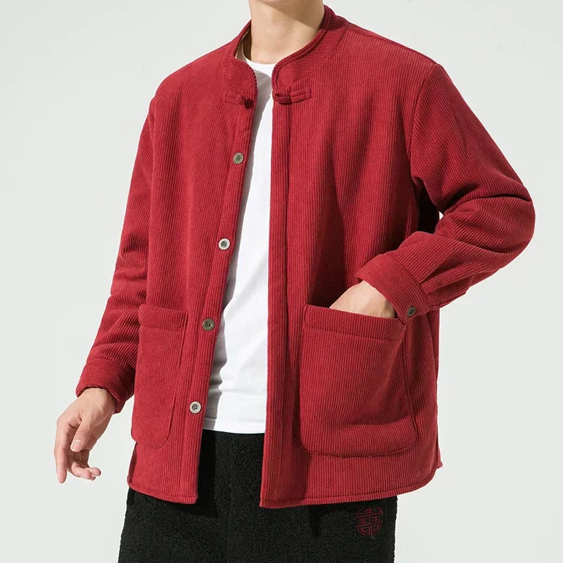 Veste en velours côtelé pour homme Grandes poches Style tendance
