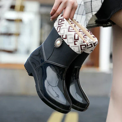 Bottes de pluie femme motif floral semelle profilée