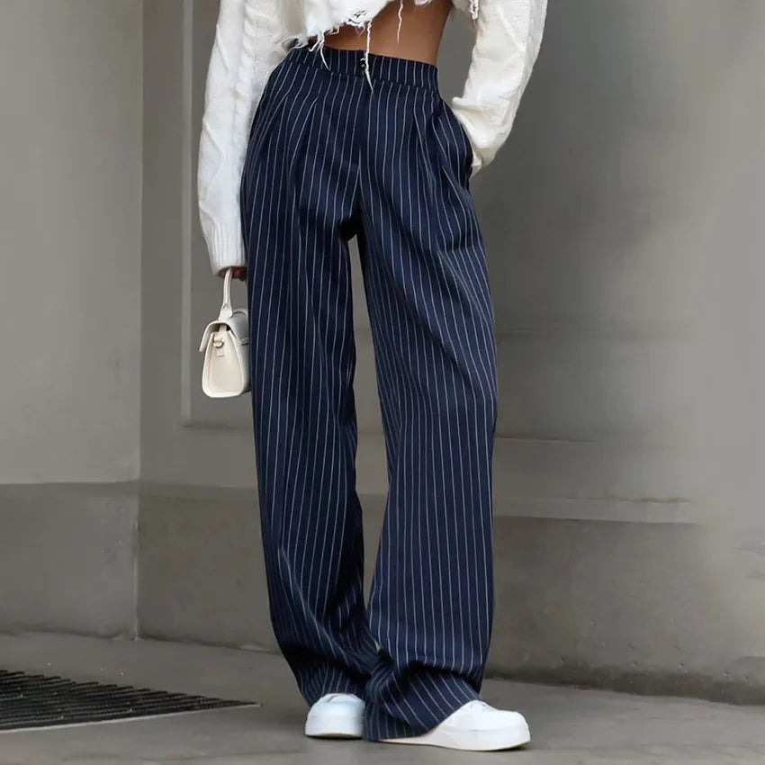 Pantalon en tissu rayé pour femme