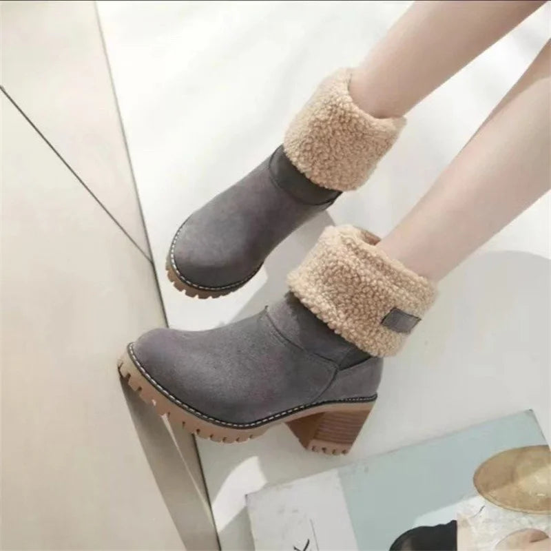 Bottes d'automne à talon bloc et bout rond
