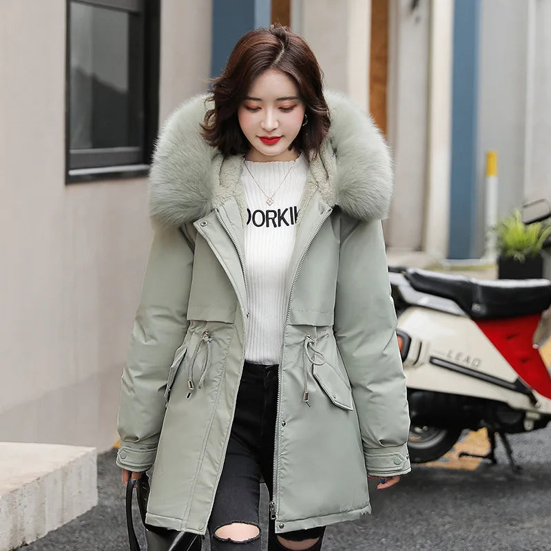 Veste d'hiver chaude doublée avec fausse fourrure amovible