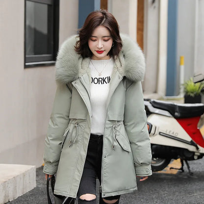 Veste d'hiver chaude doublée avec fausse fourrure amovible