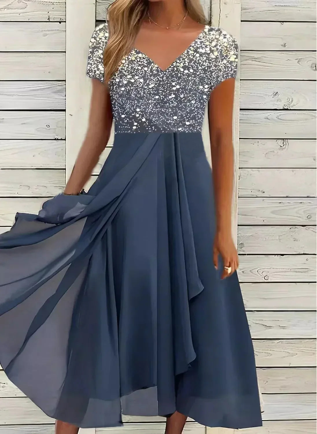 Robe d'été femme à motif floral et manches courtes