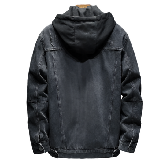 Moderne Jeansjacke Mit Stylisher Kapuze - IdealeKleiden