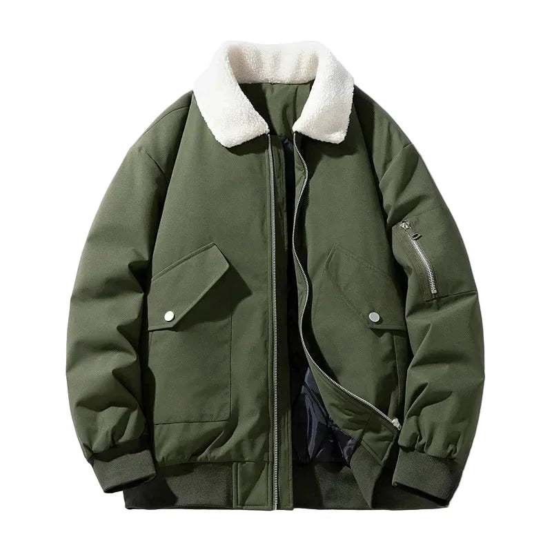 Veste d'hiver col en peau d'agneau moderne tendance