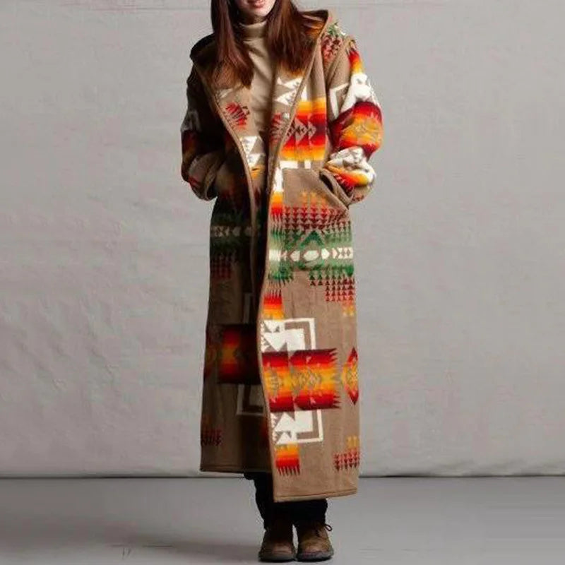 Manteau ethnique long femme style bohème chic